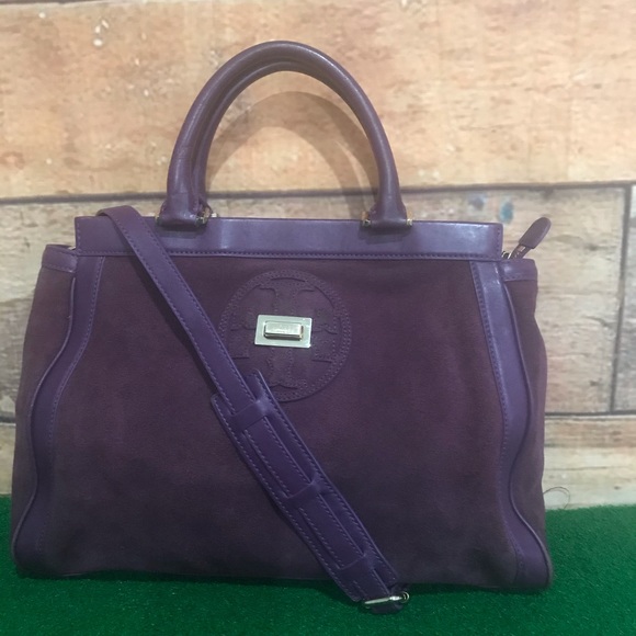 Tory Burch Handbags - Tory Burch Berry Gloria Suede Satchel Bag